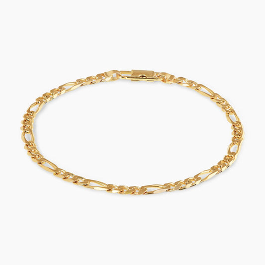 18ct yellow gold 21cm figaro link bracelet with parrot clasp