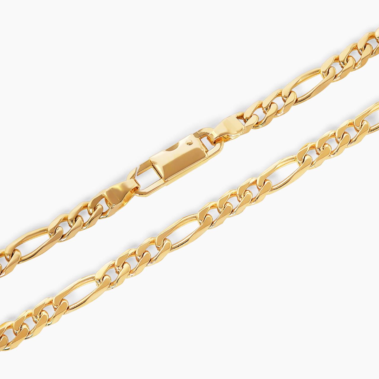 18ct yellow gold 21cm figaro link bracelet with parrot clasp