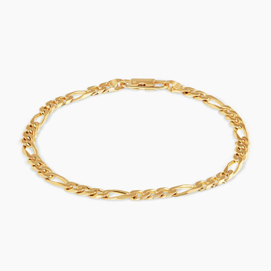 18ct yellow gold 21cm figaro link men's bracelet with parrot clasp