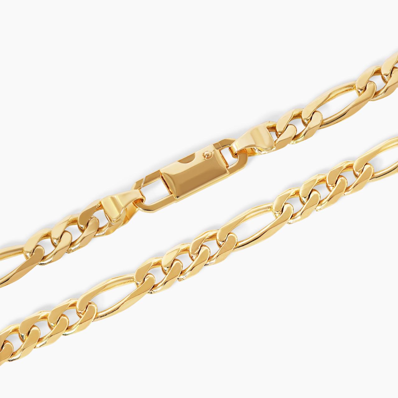 18ct yellow gold 21cm figaro link men's bracelet with parrot clasp