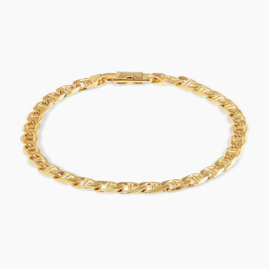 18ct yellow gold 21cm solid Marine link bracelet