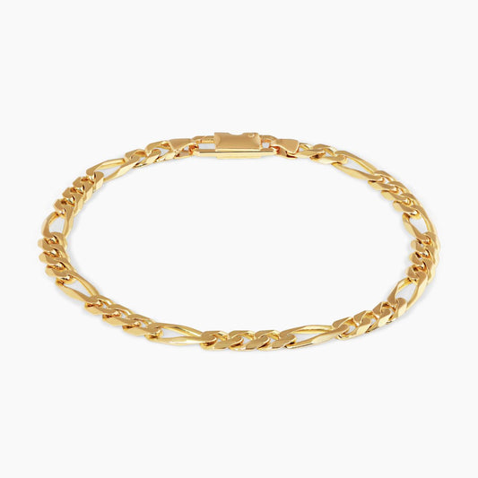 18ct yellow gold 21cm solid figaro link bracelet