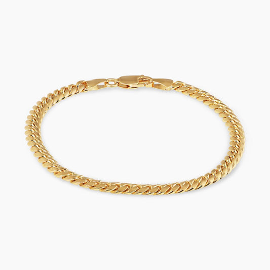 18ct yellow gold 21cm solid flat curb link bracelet