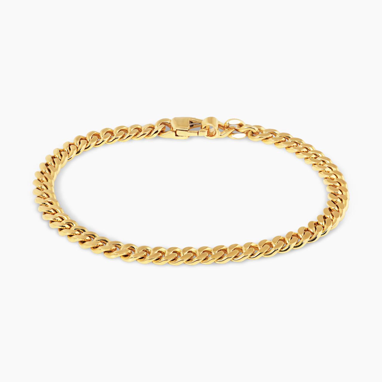 18ct yellow gold 21cm solid flat curb link bracelet – House of Cerrone