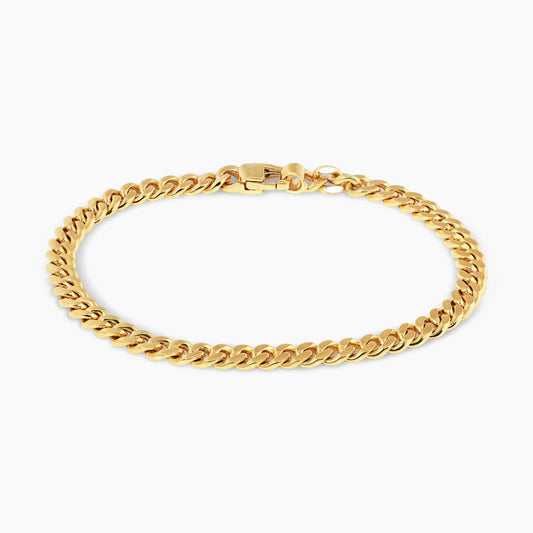 18ct yellow gold 21cm solid flat curb link bracelet
