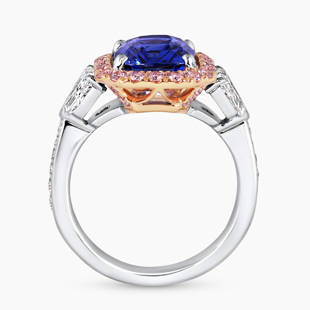 SONGO DI PRIMAVERA - Platinum and 18ct rose gold cushion cut blue sapphire and pink diamond ring