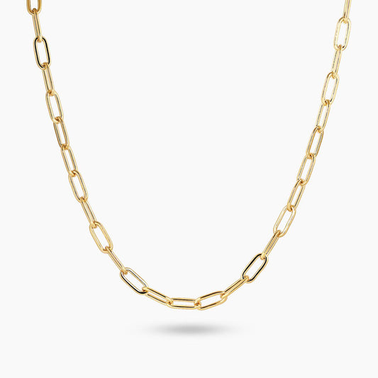 18ct yellow gold 45cm paperclip link chain with lobster clasp
