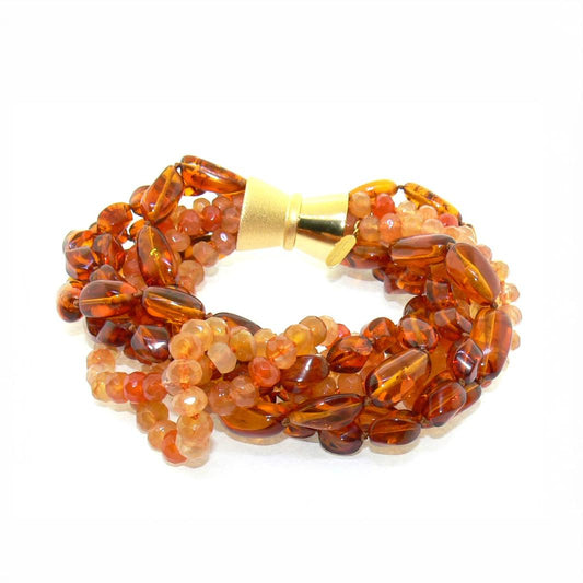 Amber and Chalcedony beaded bracelet