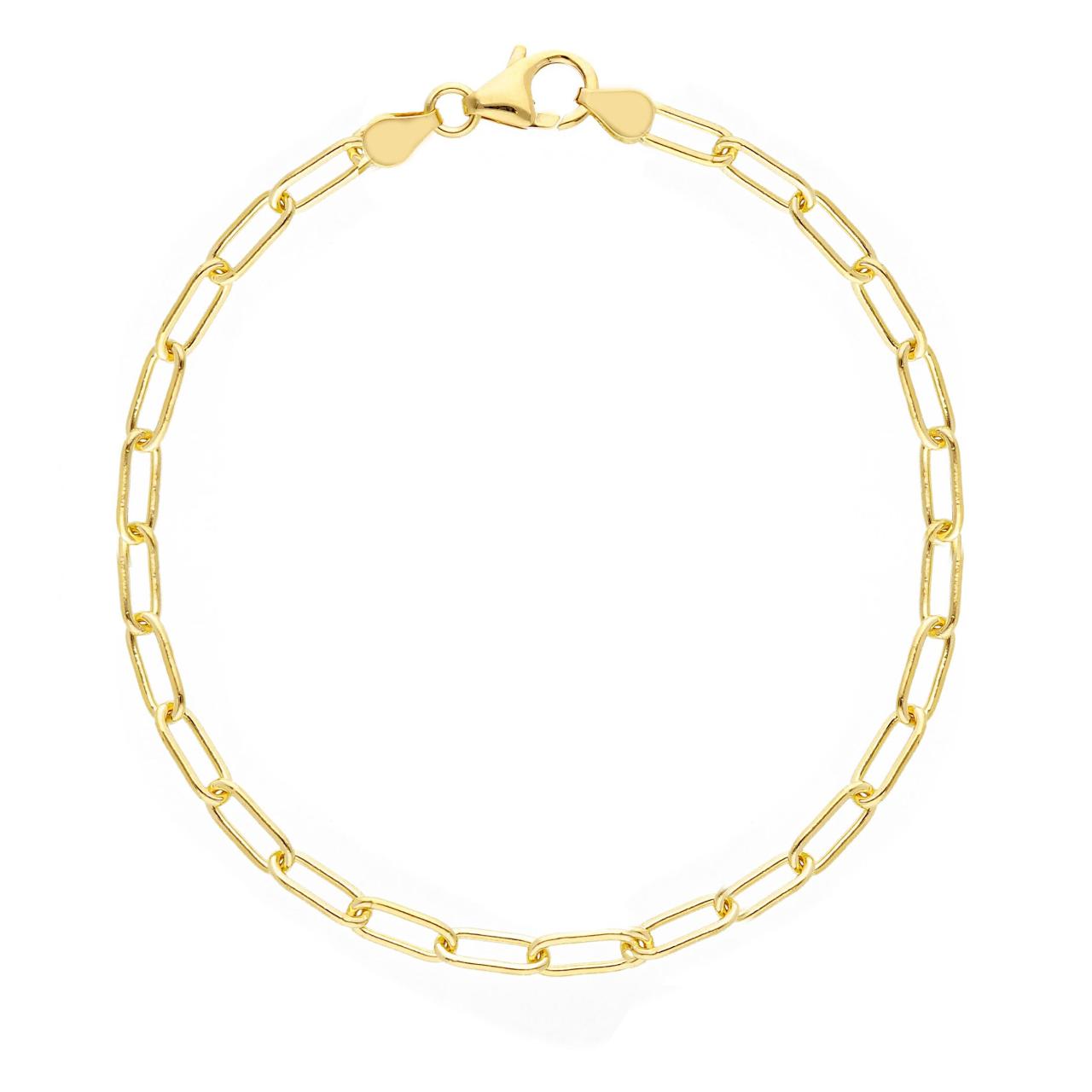 18ct yellow gold 19cm paperclip link bracelet