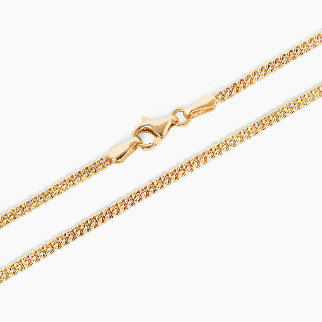 18ct yellow gold 50cm round curb link chain with lobster clasp