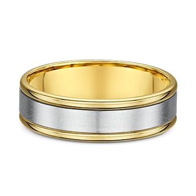 18ct white and yellow gold satin and polished finish mens ring