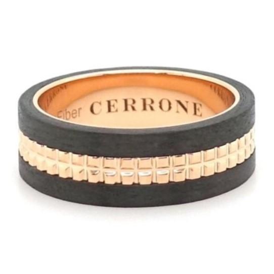 18ct rose gold and carbon fiber mens ring