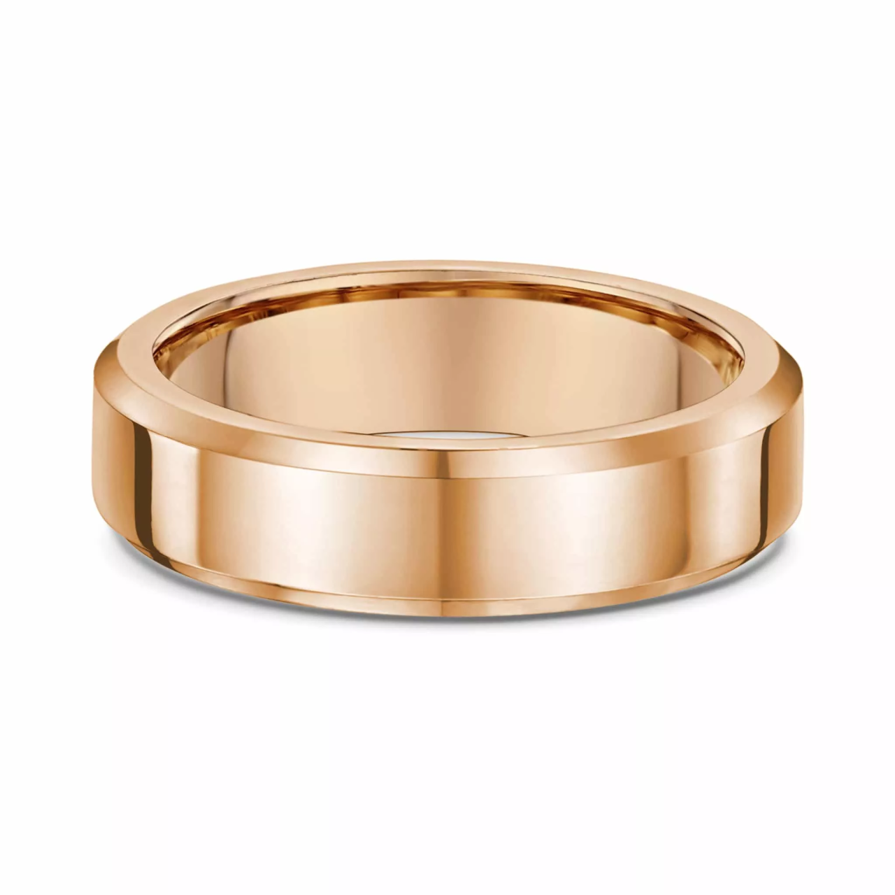 18ct rose gold bevelled edge mens ring