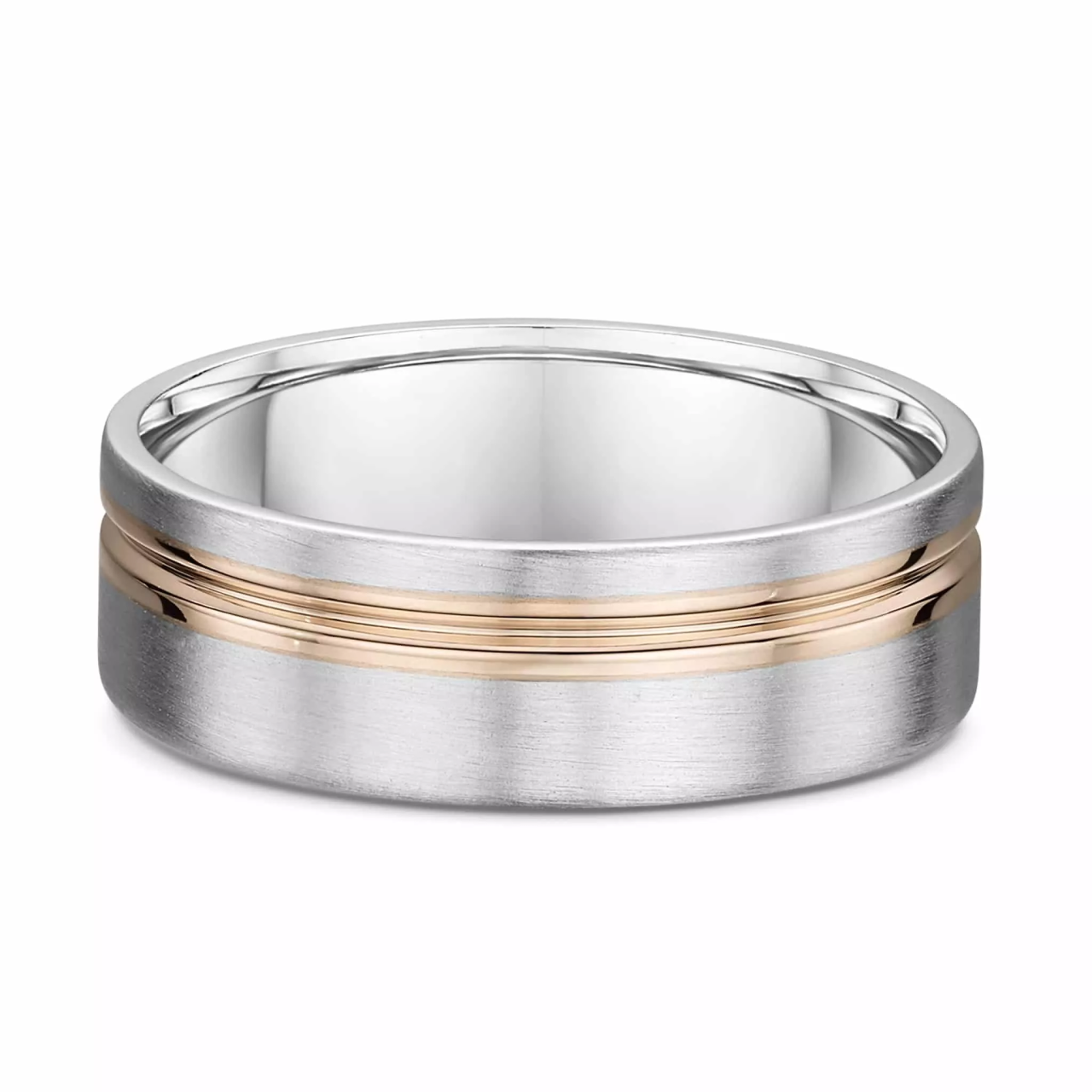 18ct white and rose gold satin finish mens ring