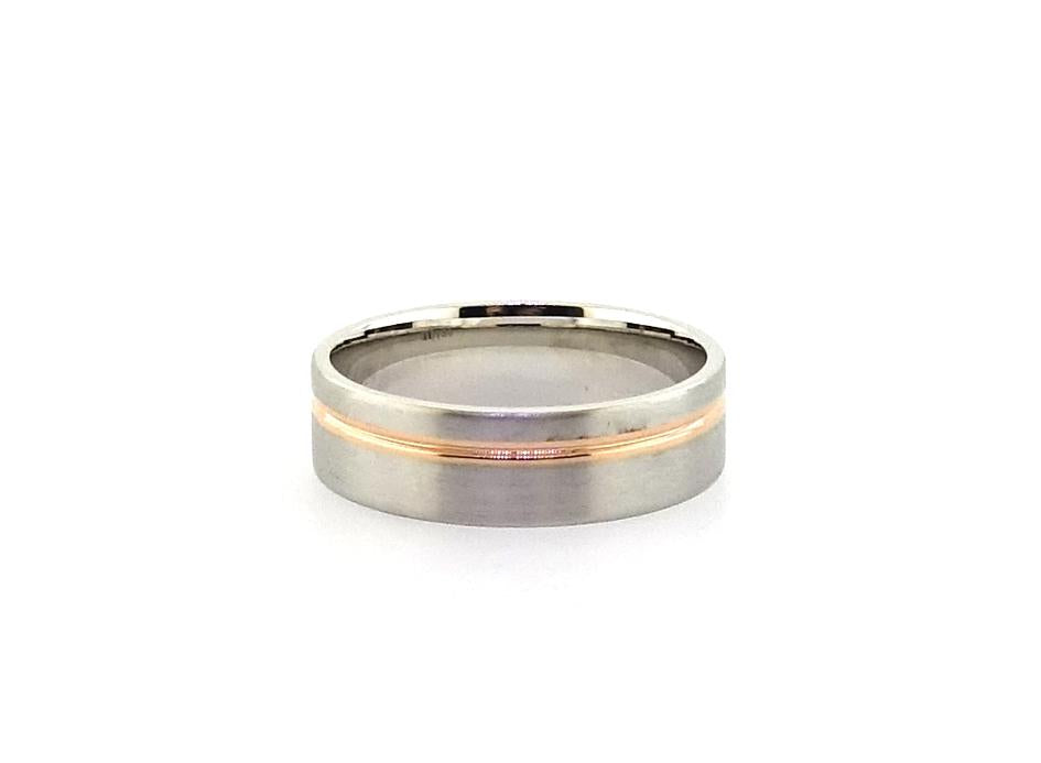18ct white and rose gold satin finish mens ring