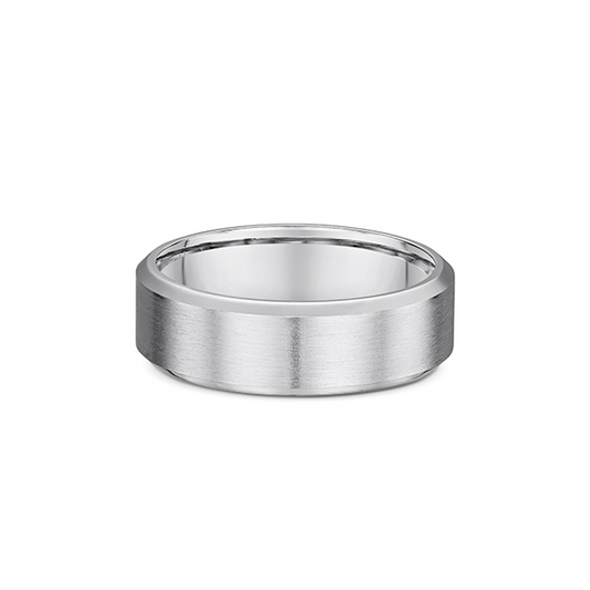 18ct white gold satin and polished finish mens ring
