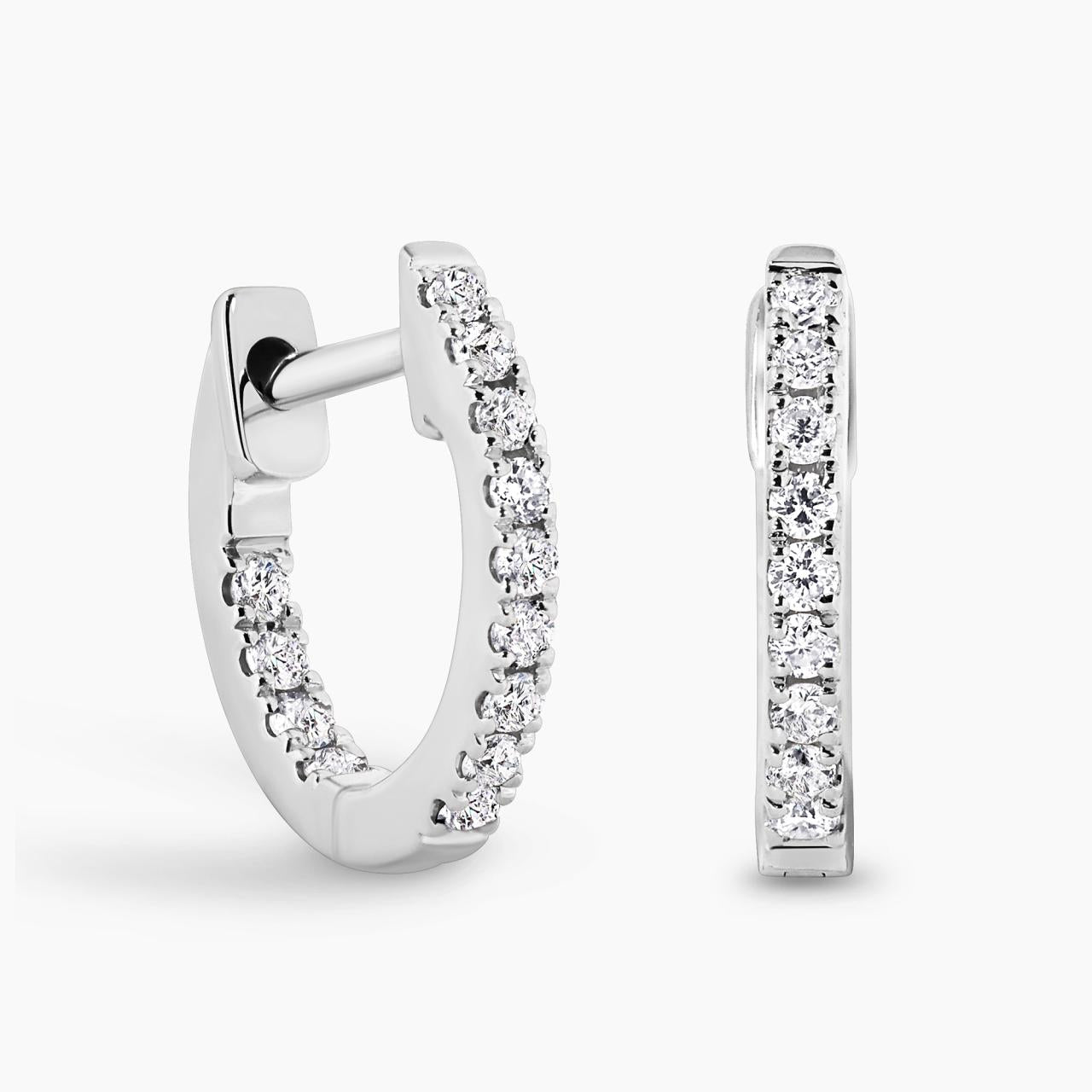 18ct white gold 0.09ct diamond claw set small hoop earrings