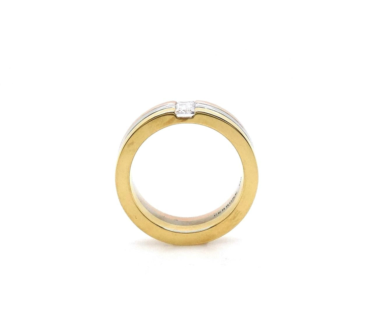 18ct three tone 0.52ct baguette cut lab grown diamond ring