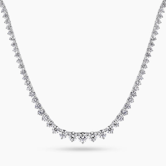 18ct white gold 204=44.56ct round brilliant cut graduated tennis necklace