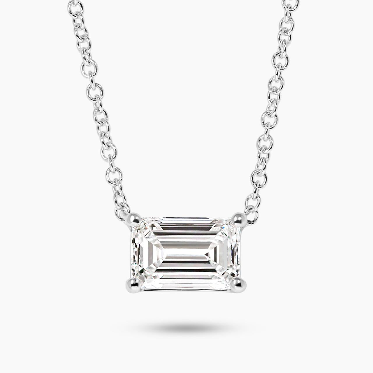 18ct white gold 1.15ct F VS2 emerald cut LAB Grown diamond necklace