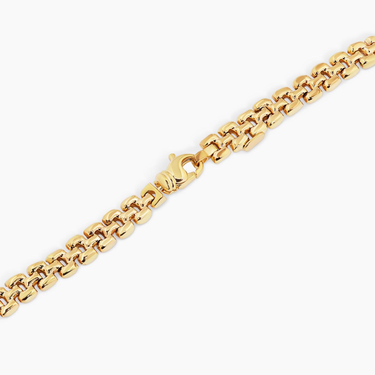 18ct yellow gold 18cm brick link bracelet with lobster clasp