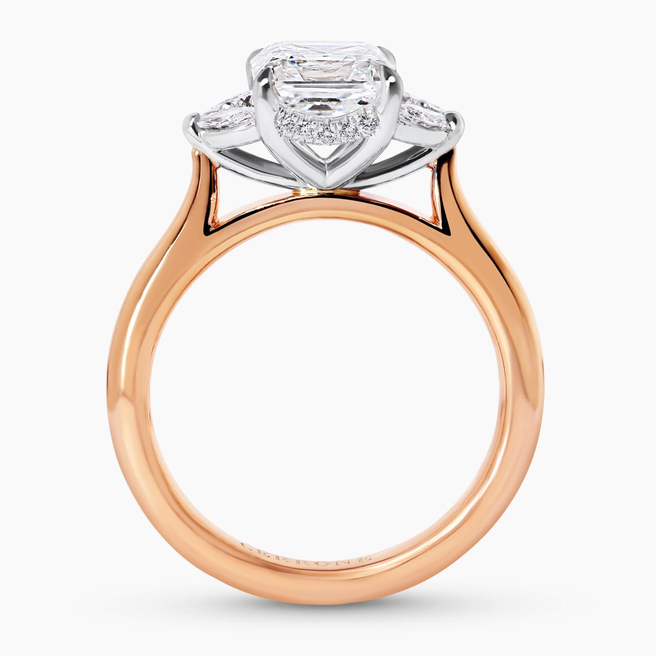 GIOIA - 18ct rose and white gold 1.90ct Asscher cut diamond ring with marquise and round brilliant cut diamonds