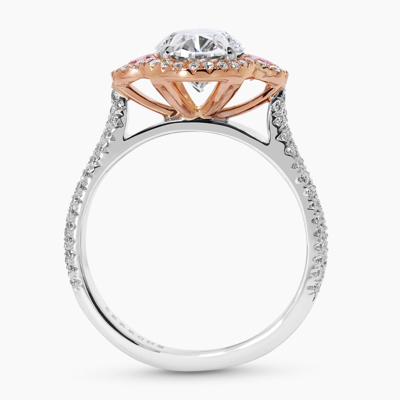 OTTAVIA - 18ct white and rose gold 1.97ct oval shaped diamond ring with pink diamonds