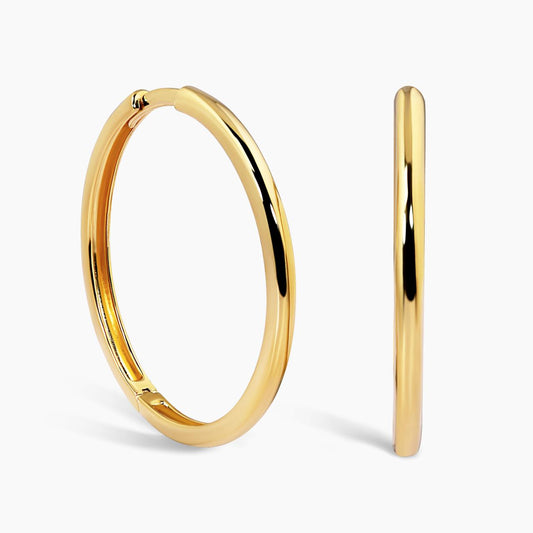 18ct yellow gold 21mm hinge hoop earrings