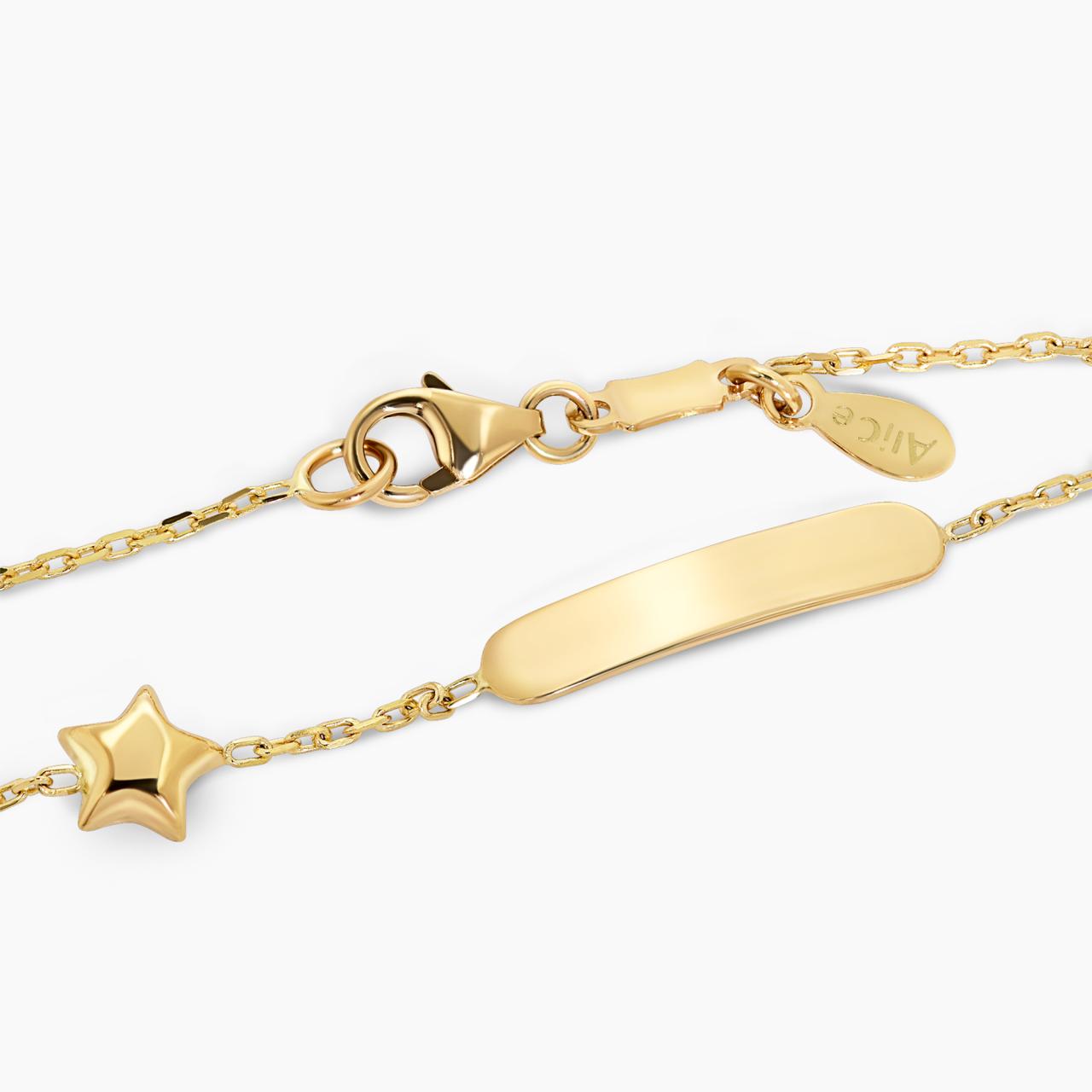 18ct yellow gold baby ID bracelet with a star 14cm