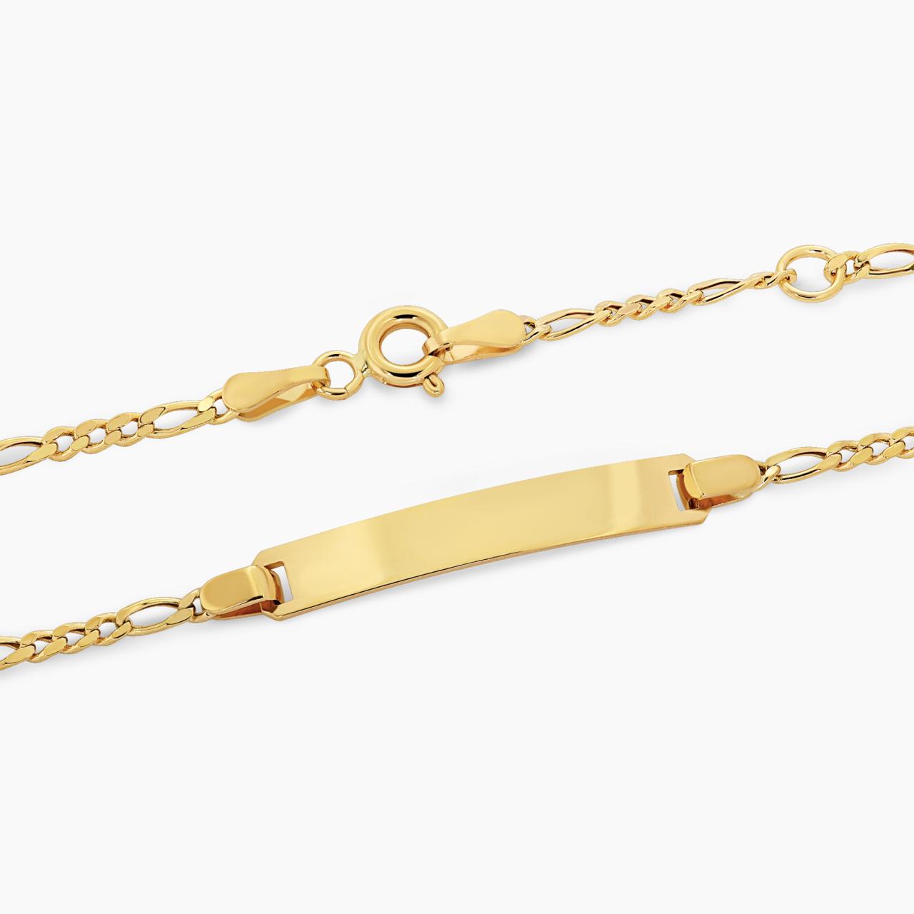 18ct yellow gold ID diamond cut Figaro baby bracelet