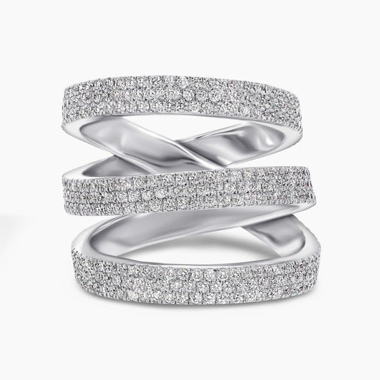 18ct white gold 1.85ct micro pave set round brilliant cut diamonds ring
