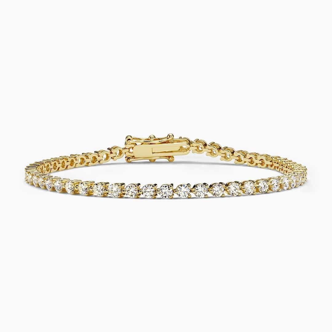 18ct yellow gold 52=4.00ct round brilliant cut lab grown tennis bracelet