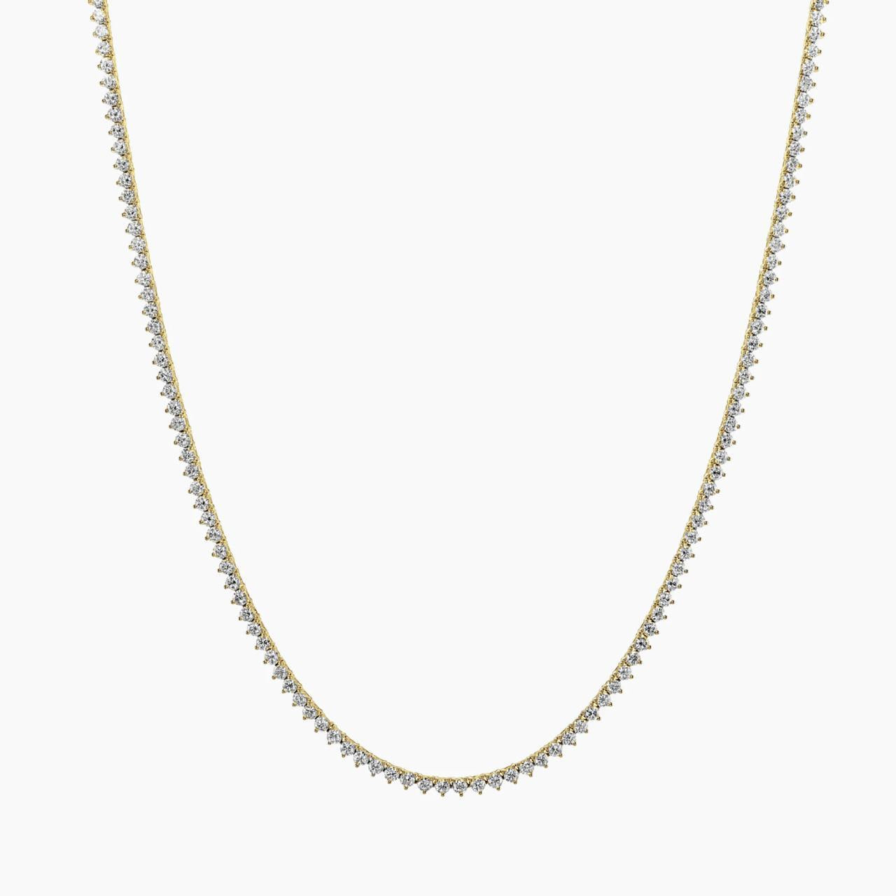 18ct yellow gold 9.28ct LAB Grown Diamond tennis necklace in a three claw setting