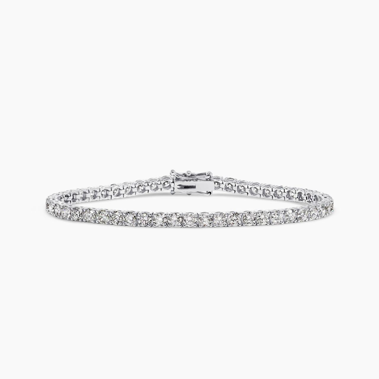 18ct white gold 7.19ct round brilliant cut diamond tennis bracelet in a four claw setting