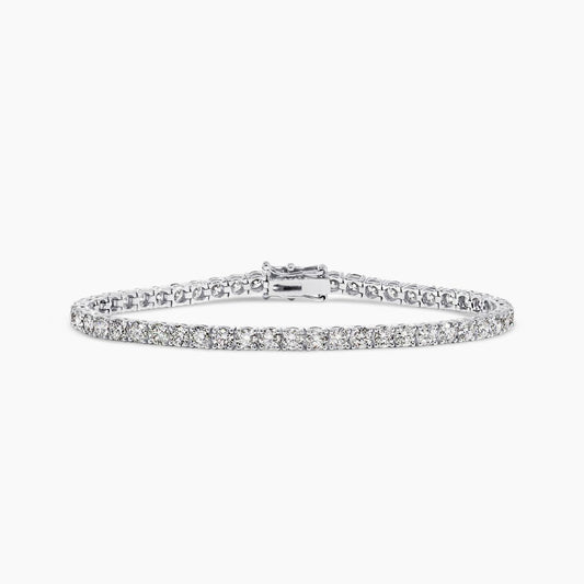 18ct white gold 7.19ct round brilliant cut diamond tennis bracelet in a four claw setting