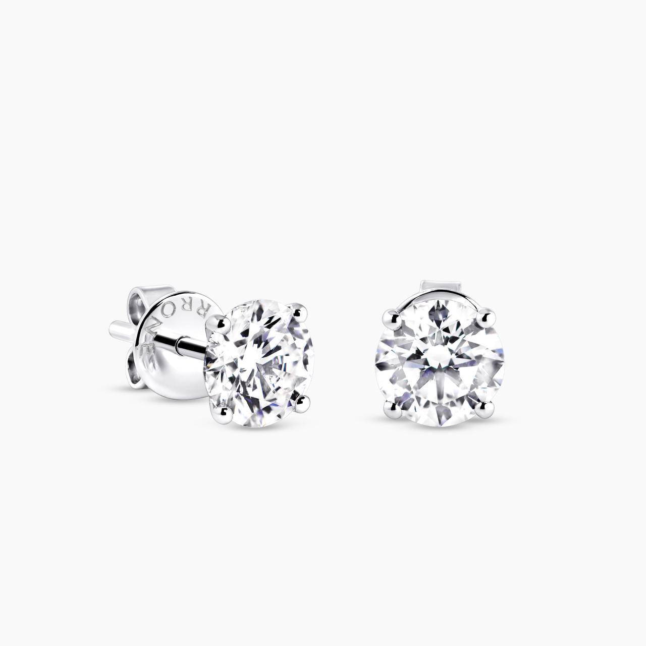 18ct white gold 2=2.01 round brilliant cut diamond stud earrings