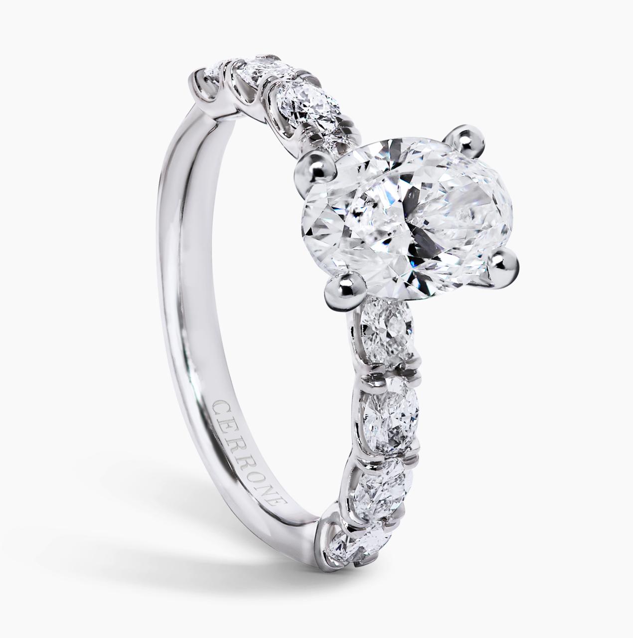Platinum 1.51ct oval brilliant cut diamond ring in four claw setting