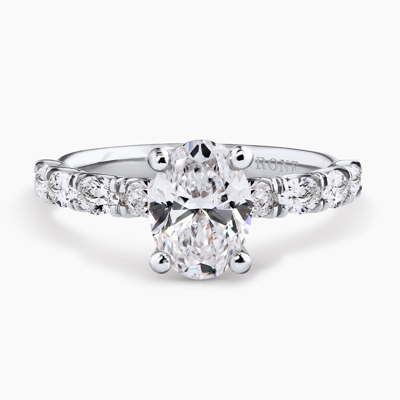 Platinum 1.51ct oval brilliant cut diamond ring in four claw setting