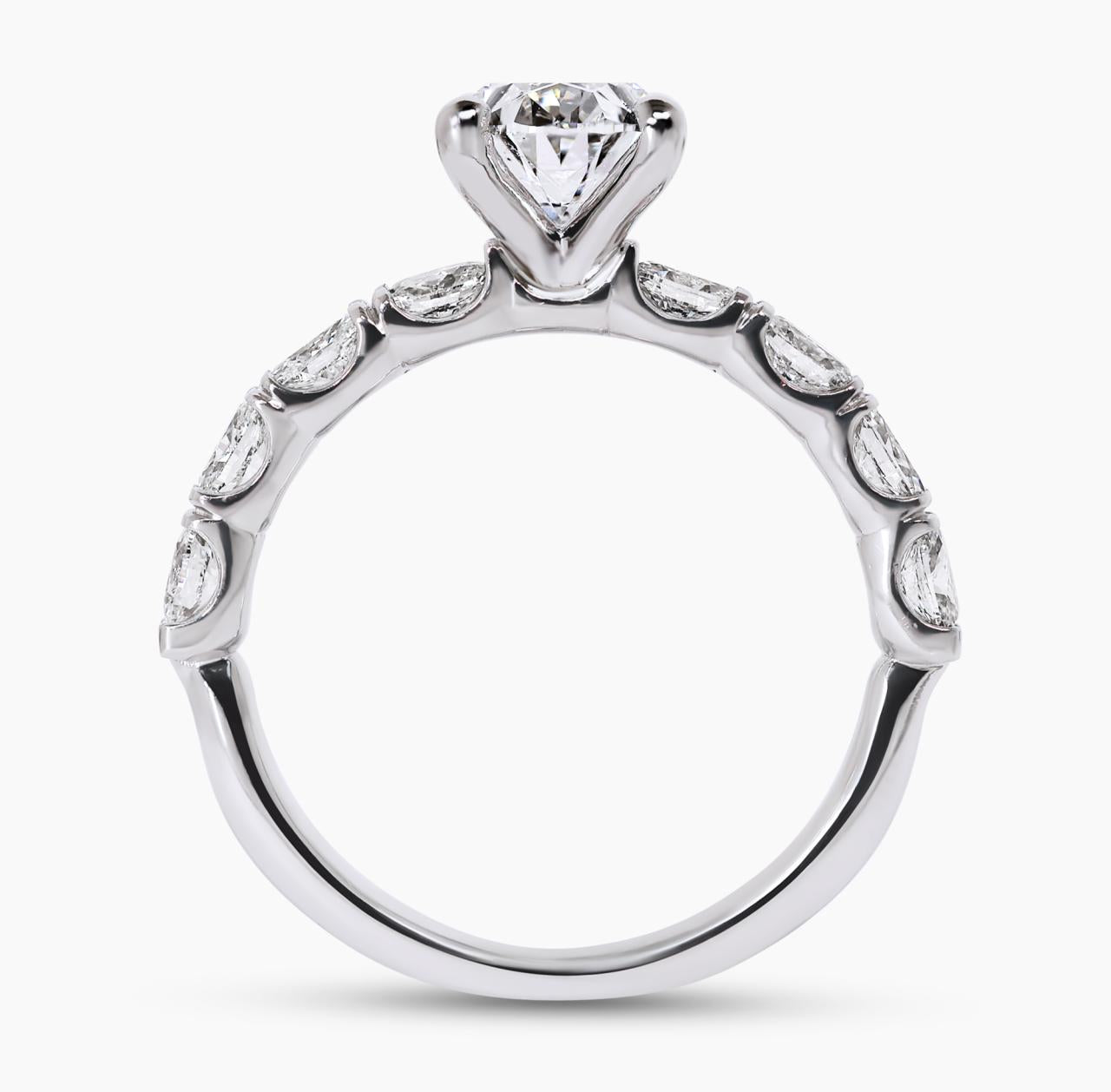 Platinum 1.51ct oval brilliant cut diamond ring in four claw setting