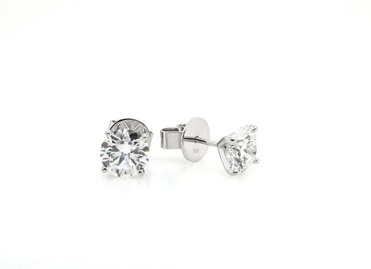 18ct white gold 2=2.00ct round brilliant cut LAB Grown diamond stud earrings