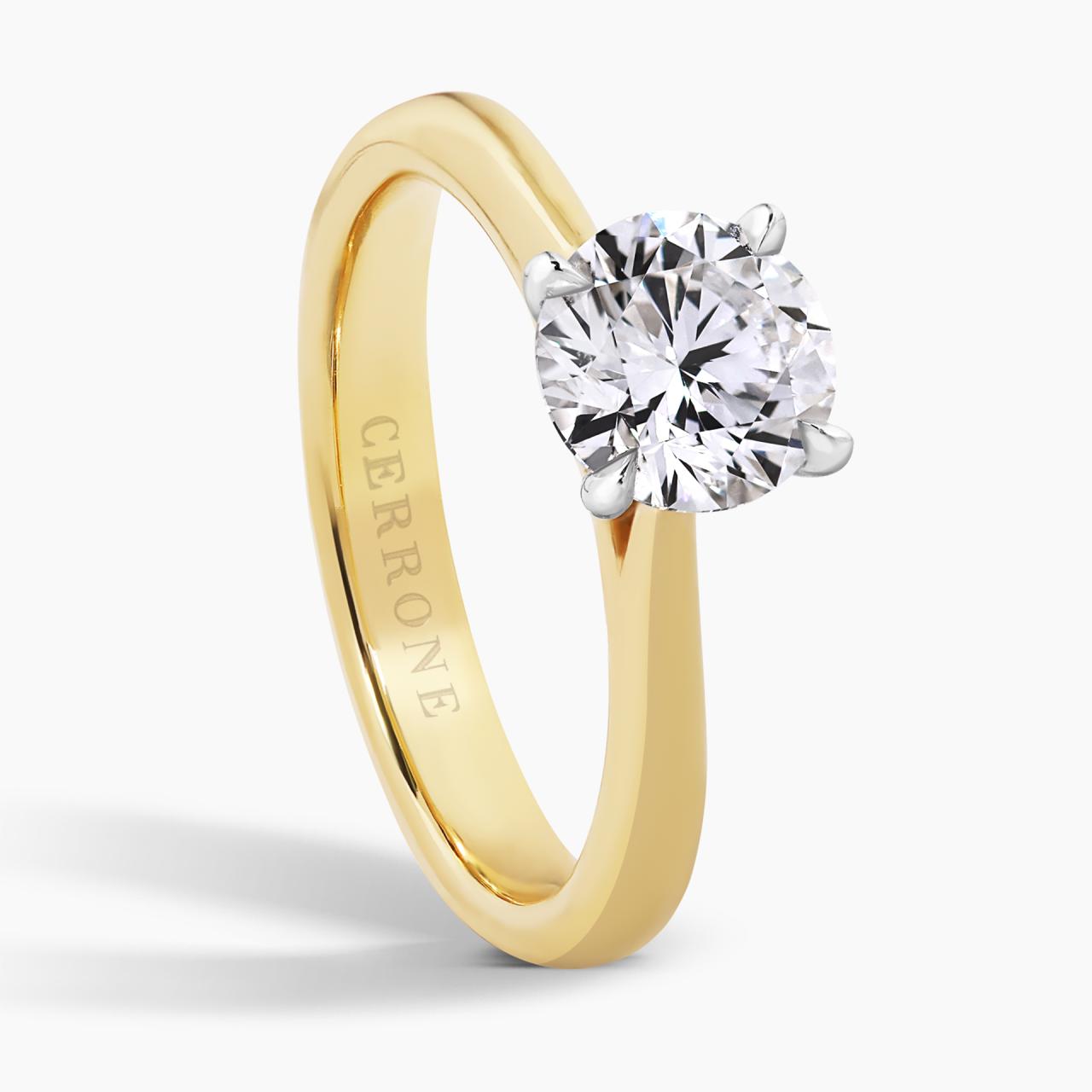 18ct yellow and white gold 1.20ct round brilliant cut LAB Grown diamond solitaire ring