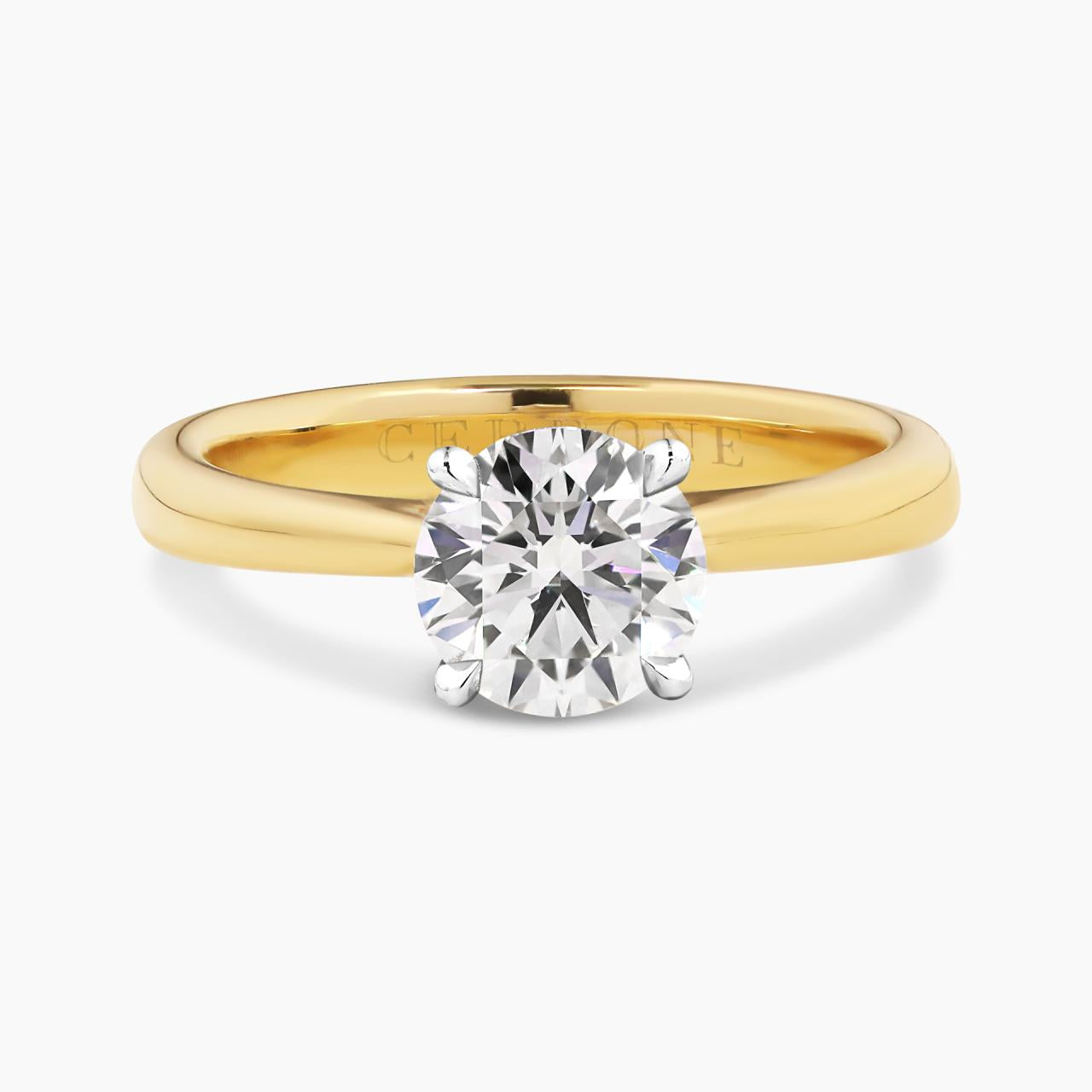 18ct yellow and white gold 1.20ct round brilliant cut LAB Grown diamond solitaire ring