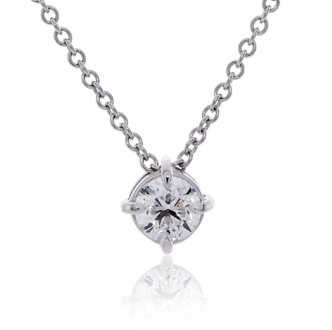 18ct white gold 1.13ct D VS1 round brilliant cut LAB Grown diamond necklace in a four claw setting