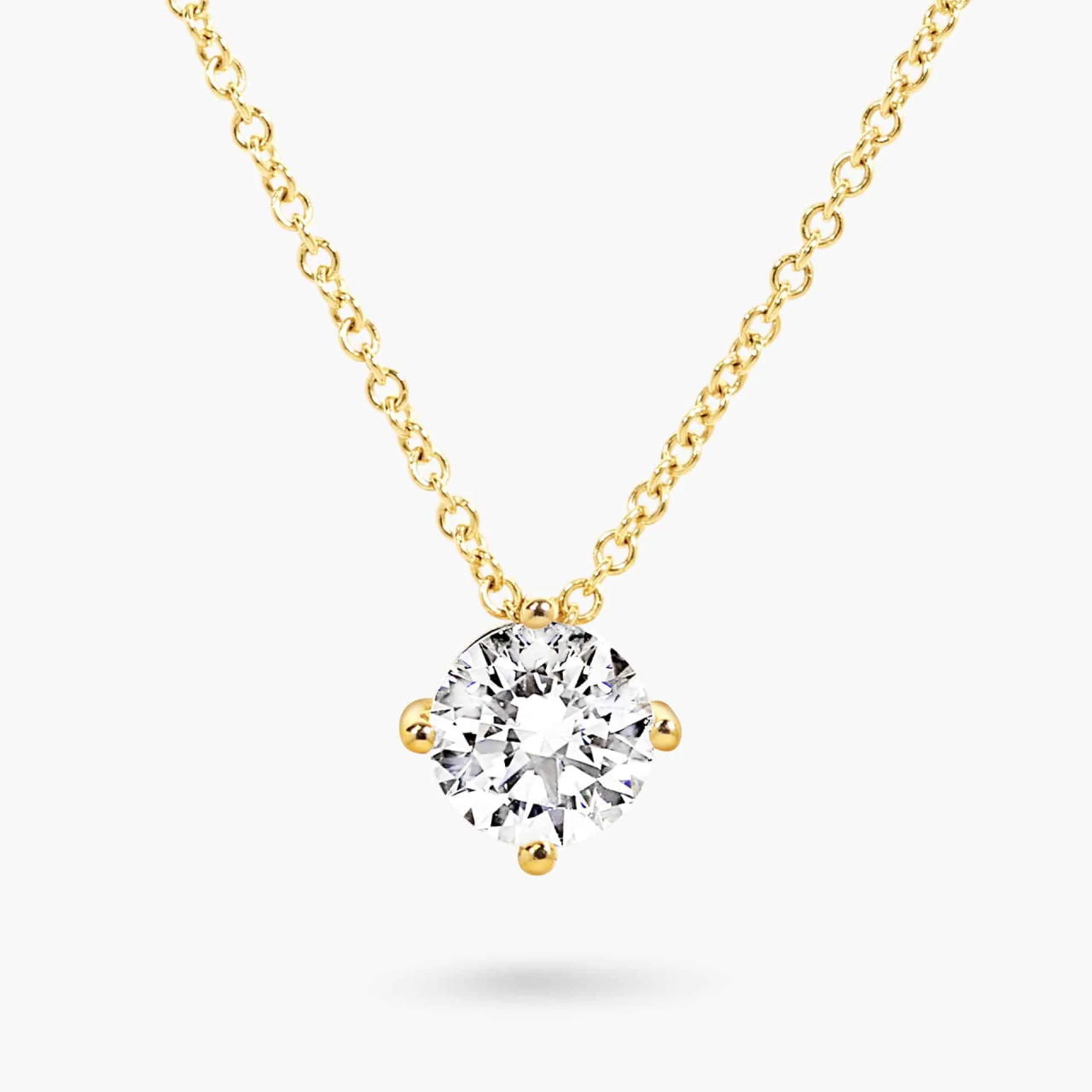 18ct yellow gold 0.33ct F SI round brilliant cut diamond slider pendant on 18ct yellow gold chain