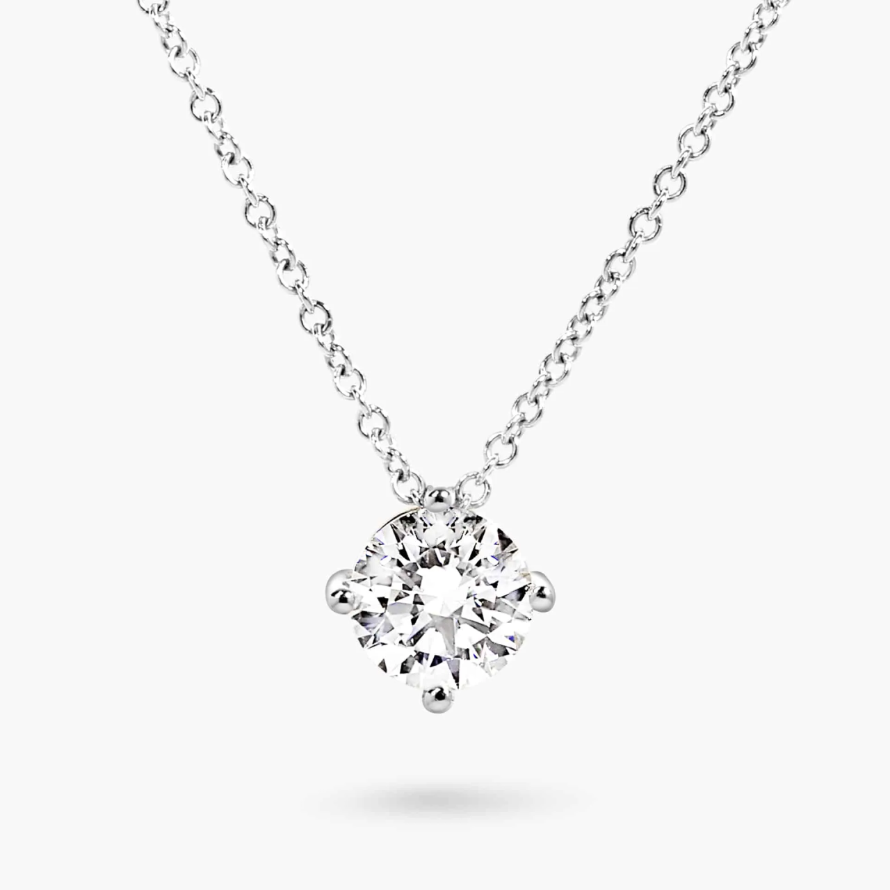18ct white gold 1.55ct E VVS2 round brilliant cut LAB Grown diamond slider necklace in a four claw setting