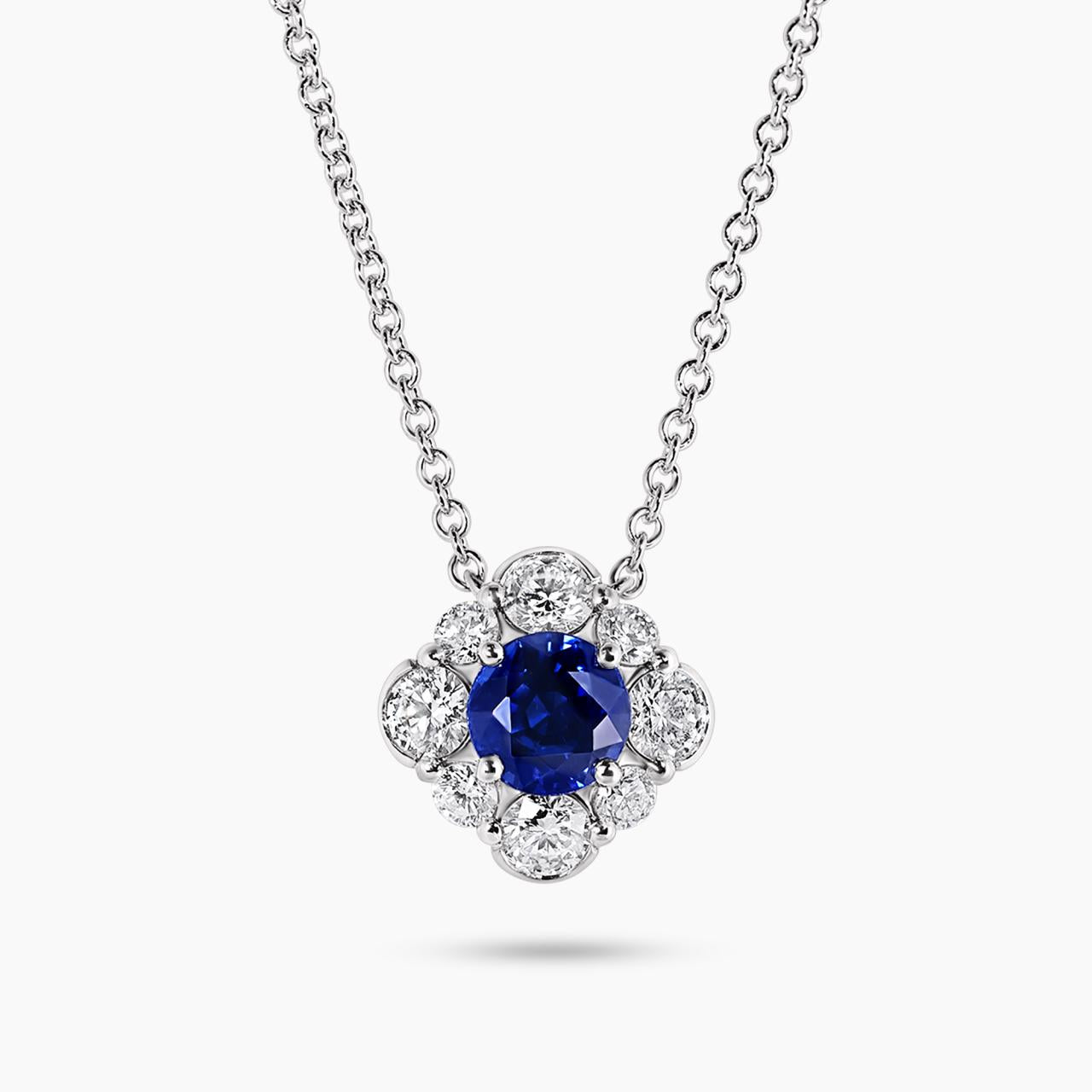 18ct white gold 0.84ct round sapphire and diamond necklace