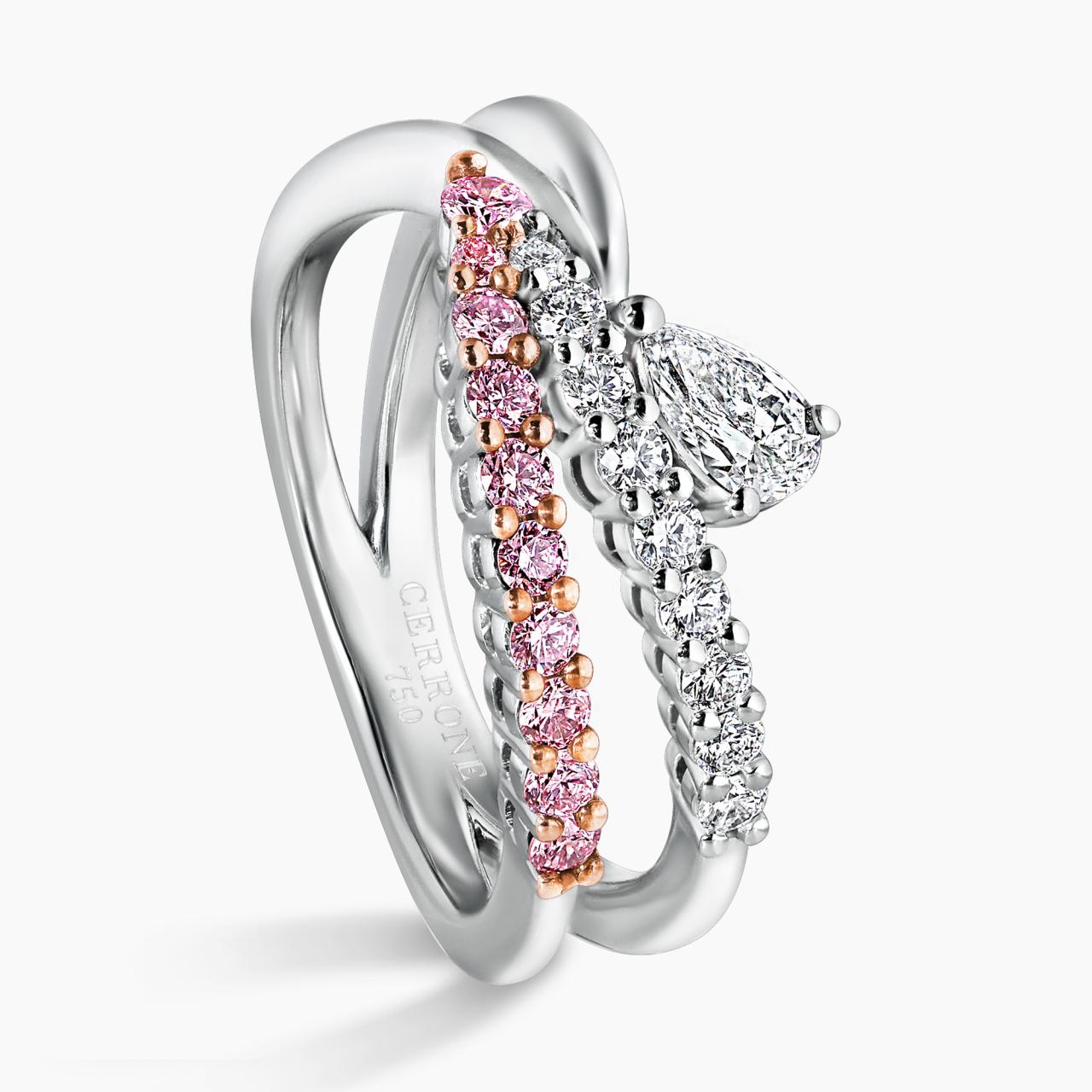 18ct white gold 1=0.21ct pear shaped diamond ring with argyle round brilliant cut diamonds