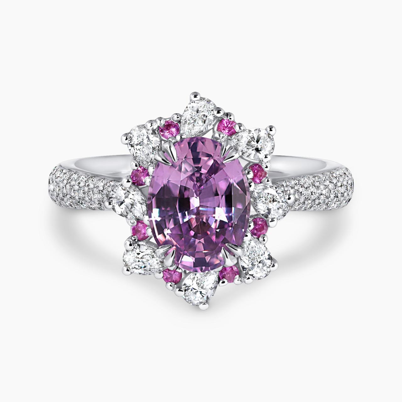 FIORE ROSA - 18ct white gold 2.04ct unheated oval pink sapphire and diamond ring