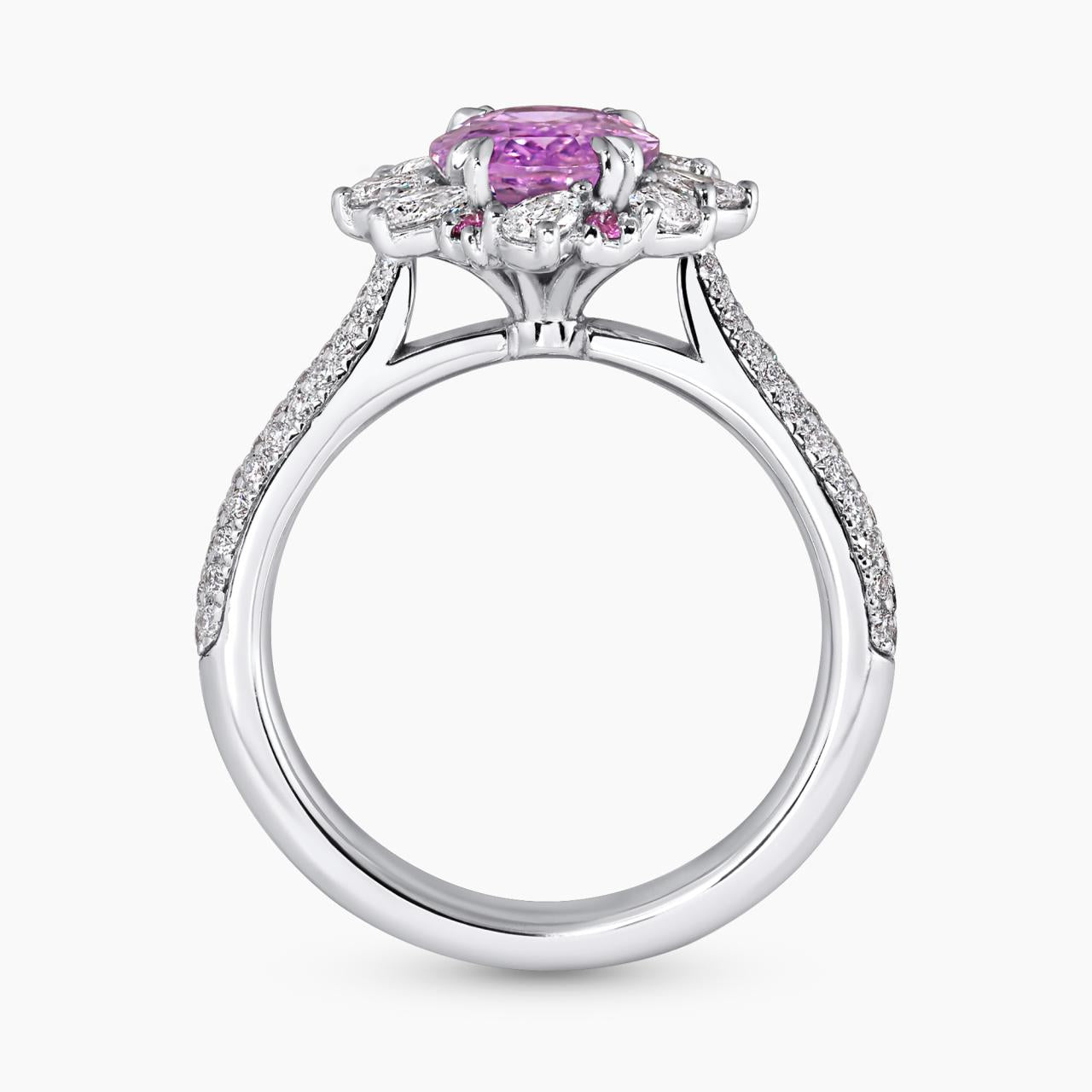 FIORE ROSA - 18ct white gold 2.04ct unheated oval pink sapphire and diamond ring