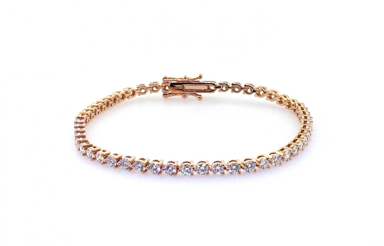 18ct rose gold 52=4.27ct round brilliant cut diamonds tennis bracelet